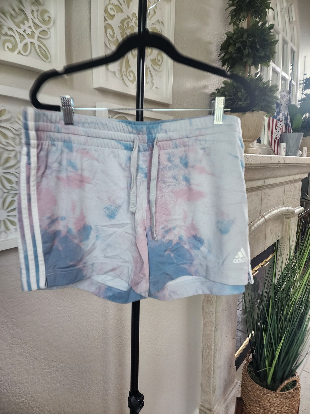 adidas Women's Pastel Tie-Dye Athletic Shorts in Pink & Blue
